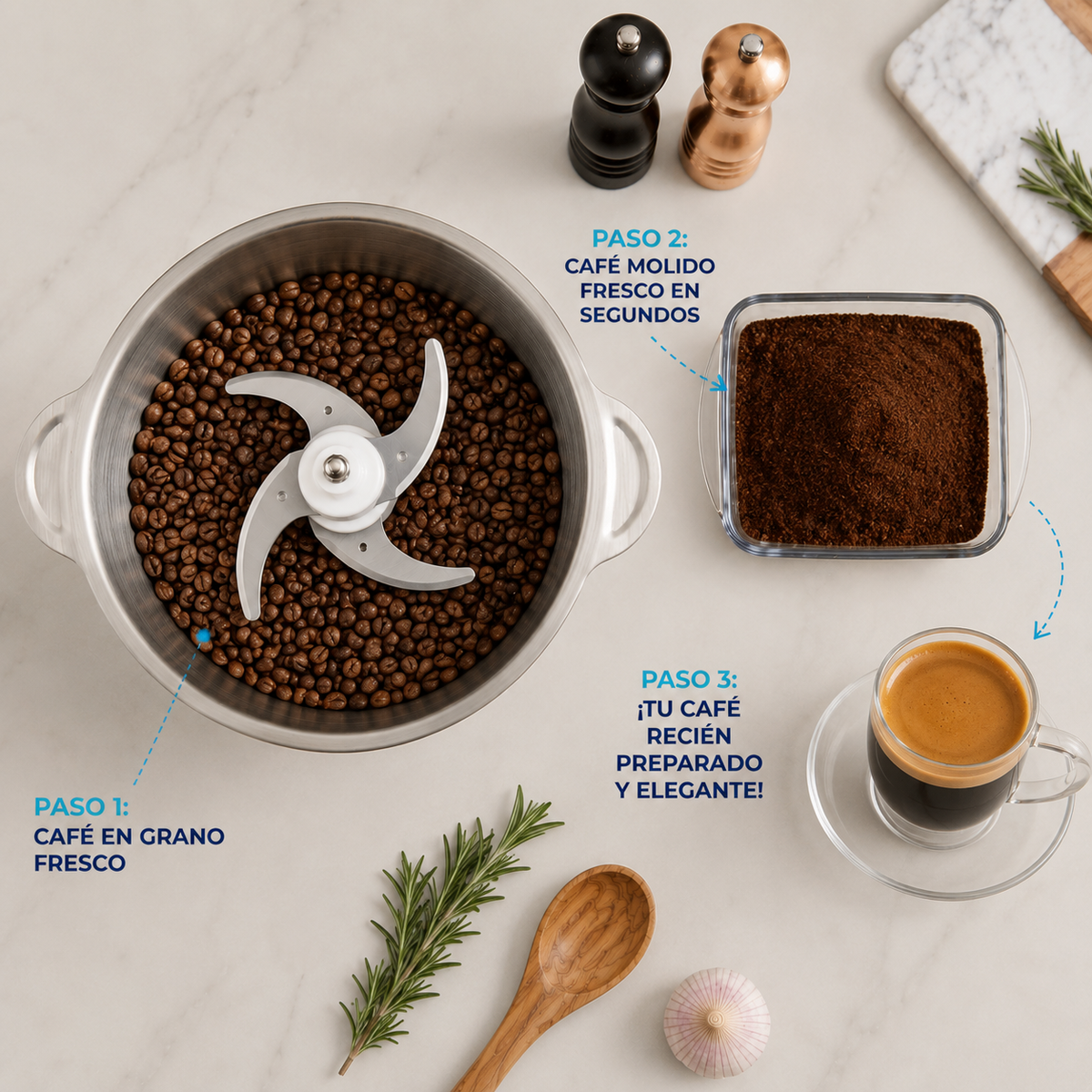 Molino Picador Eléctrico de Acero Inoxidable 2L: Tu Ayudante de Cocina Indestructible