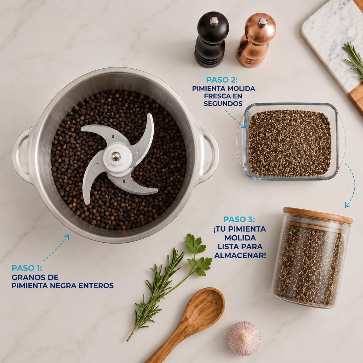 Molino Picador Eléctrico de Acero Inoxidable 2L: Tu Ayudante de Cocina Indestructible