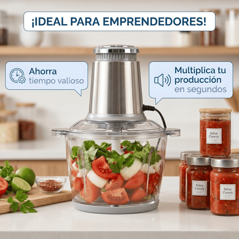Molino Picador Eléctrico de Acero Inoxidable 2L: Tu Ayudante de Cocina Indestructible